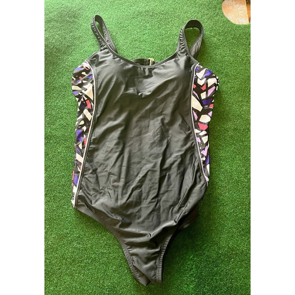 Catalina Womens XL 16-18 One Piece Swimsuit Black Geometric Print CTL24111